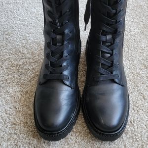 Womens Sam Edelmon black leather lace up boots 9M
